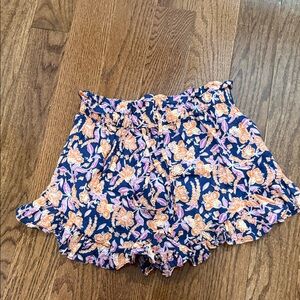 J. Crew High Waist Floral Shorts - Blue and Orange